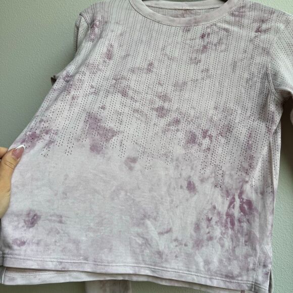 Lululemon Train to Be Long Sleeve Sheer Cloud Tie Dye Pink Perforated SZ 4? 6? - Picture 2 of 4